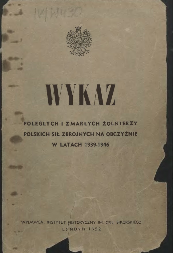 Obrazek Wykaz poległych i zmarłych żołnierzy Polskich Sił Zbrojnych na obczyźnie 1939-41 – część 4